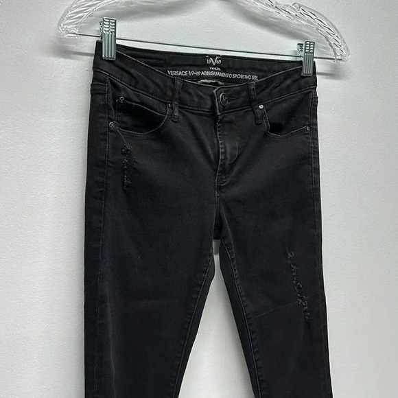 Versace Denim Skinny Jeans 1969 19V69 Cotton Stretch Designer Black Size 25 / 0 - Picture 3 of 8